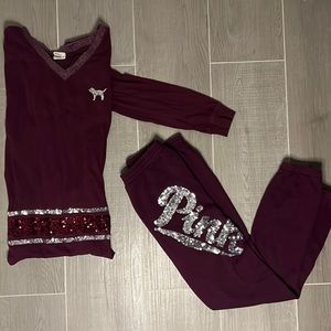 PINK VA matching set size S/M loose fit long sleeve & size S sweat /joggers